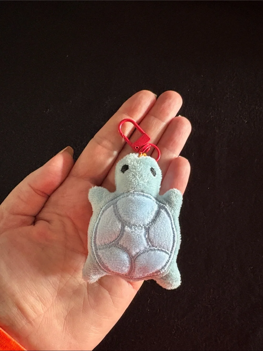 Plush Blue Turtle Keychain Bag Charm Zipper Pull with Red Clip